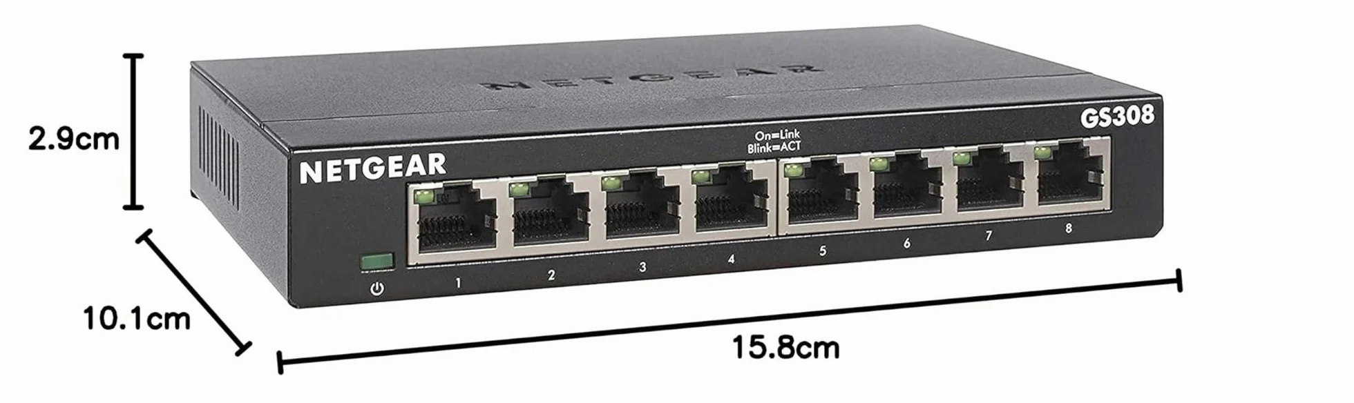 NETGEAR Switch Gigabit Ethernet no gestionado de 8 Puertos (GS308) | Plug and Play | Funcionamiento silencioso | Montaje en sobremesa o Pared