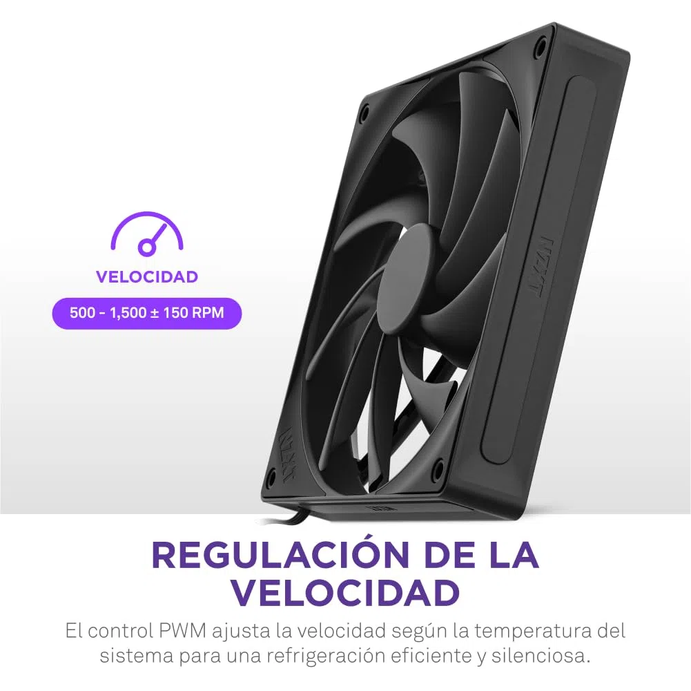 NZXT F140Q | Ventilador Silencioso de 140 mm para Caja de PC | Entrada o Salida de Aire | Marco Biselado | Rodamientos Dinámicos Fluidos | Control PWM | Negro