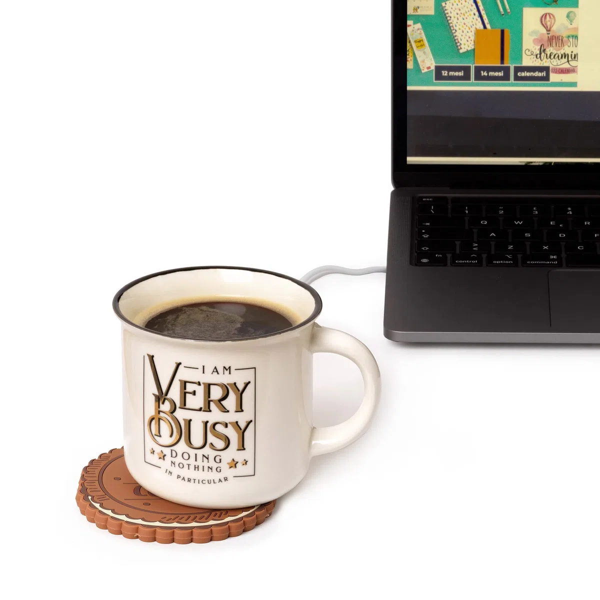 Legami - Calienta Taza USB, Warm it up, 10 x 10 cm, de Vinilo, Ideal para Tazas y Vasos con Fondo Plano, Entrada USB, Tema Cookie