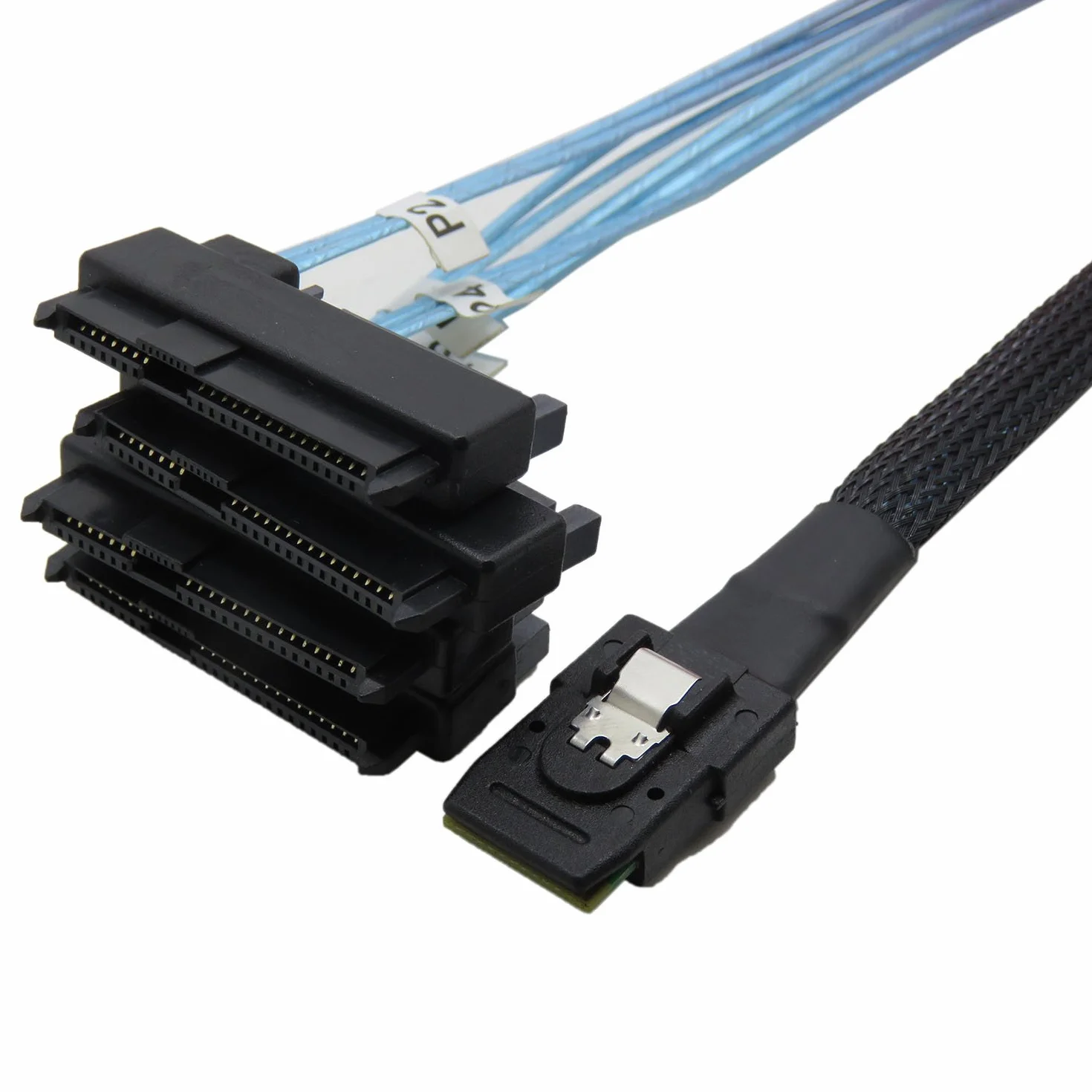YIWENTEC Mini SAS 36 SFF-8087 to (4) SFF-8482 Connectors with SATA Power (1M, 1M)