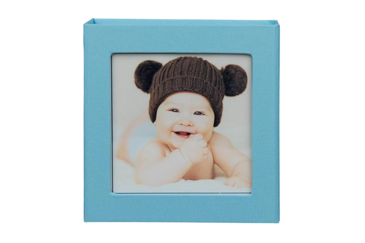 Caja de almacenamiento USB para 1 unidad flash USB con ventana de imagen (azul claro)