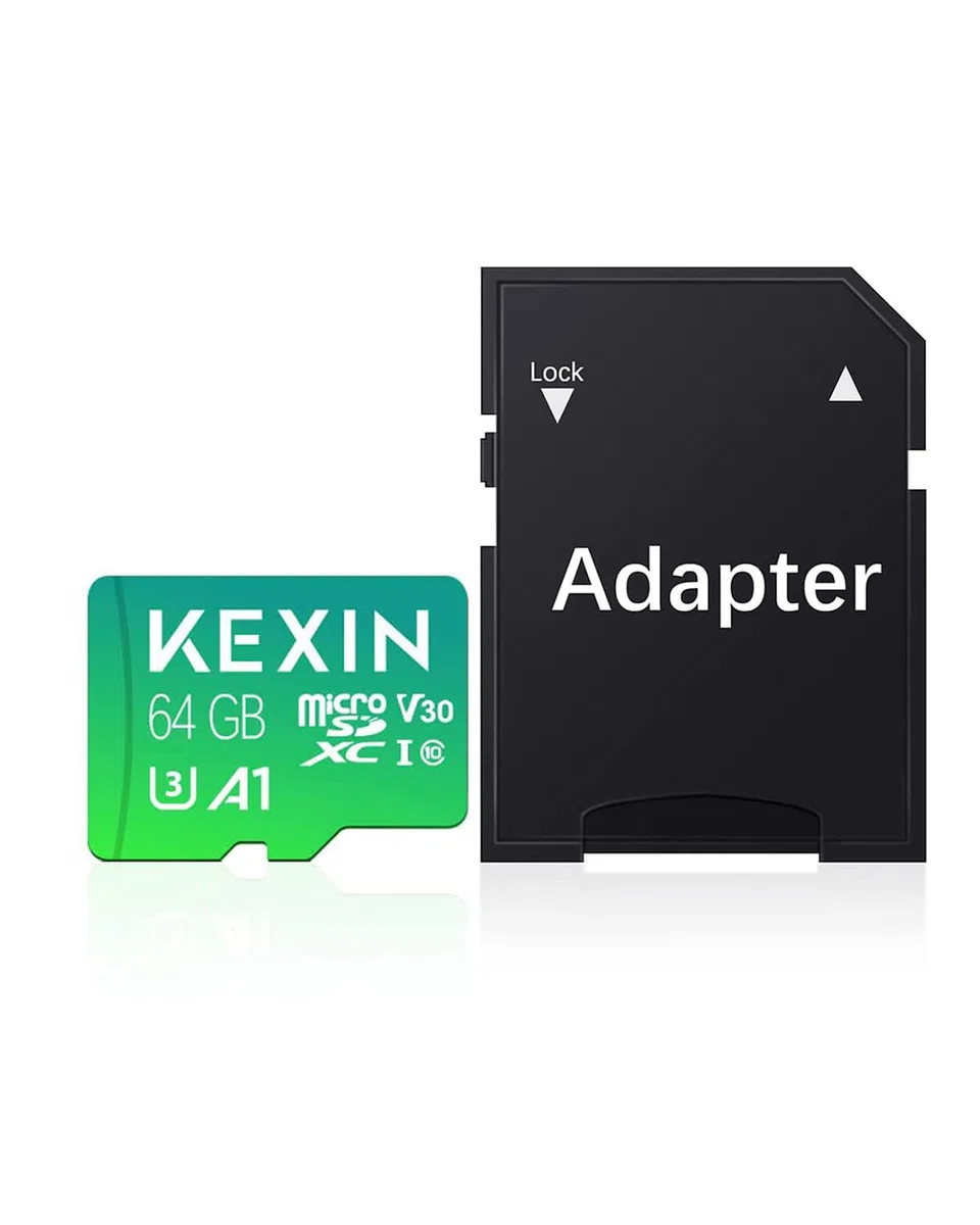 KEXIN 64GB Memoria Micro SD Tarjeta U3 Clase 10 Mini USB Micro SDXC V30 Tarjeta 64GB con Adaptador para PC, Tableta,Drone,Cámara Deportiva y Smartphone