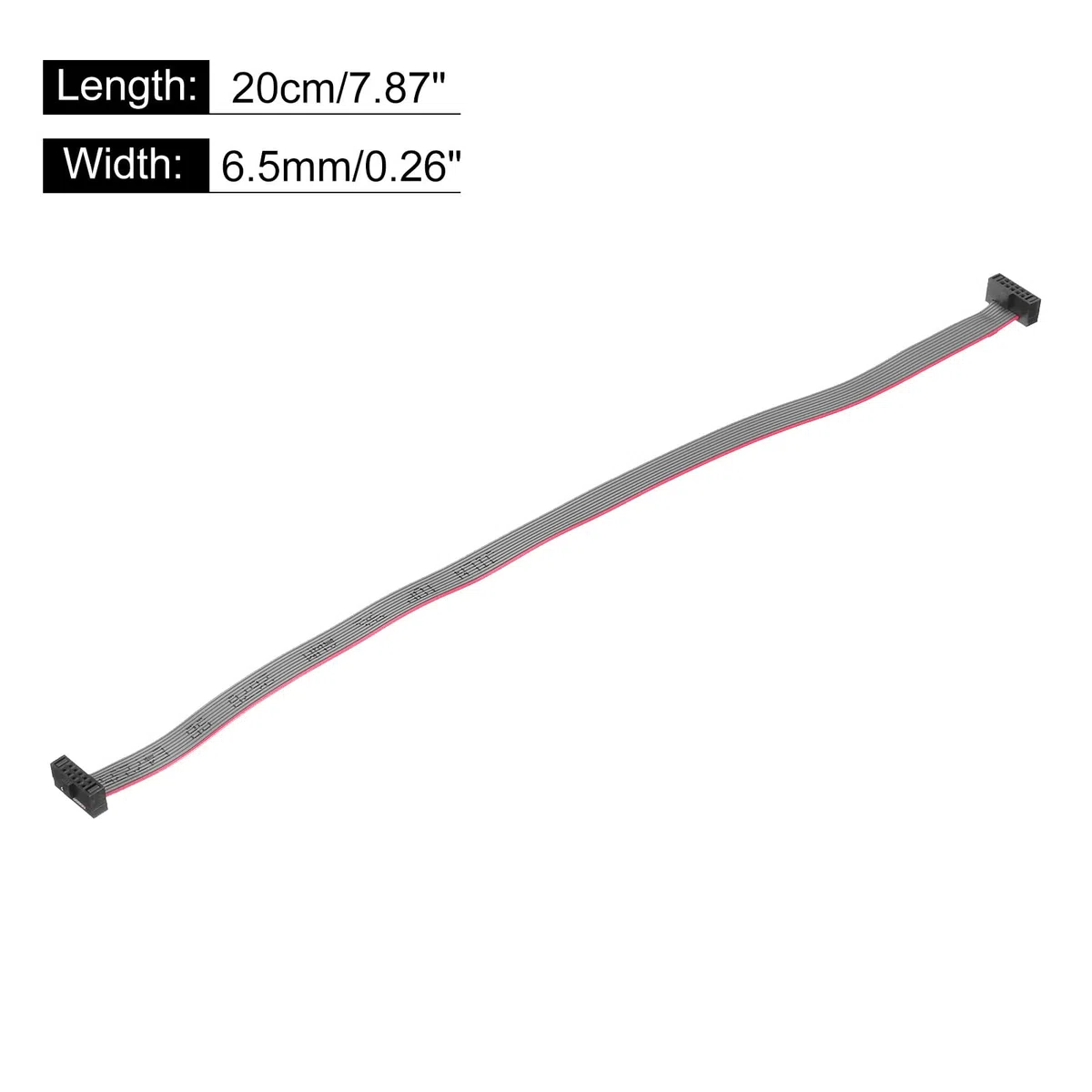 QUARKZMAN Cable de Cinta Plana IDC de 10 Pines, Paso de 1,27 mm, Conector FC a FC, Cable de Puente Gris de 20 cm de Longitud para Computadora, Pantalla LED, DVD, 4 Unidades
