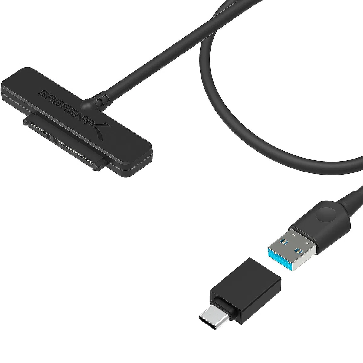 SABRENT Adaptador SATA para Disco Duro SSD/HDD 2,5" | USB 3.1 | con Adaptador a USB Tipo C | Velocidades de 10Gbps, Soporta UASP SATA I II III [EC-SS31]