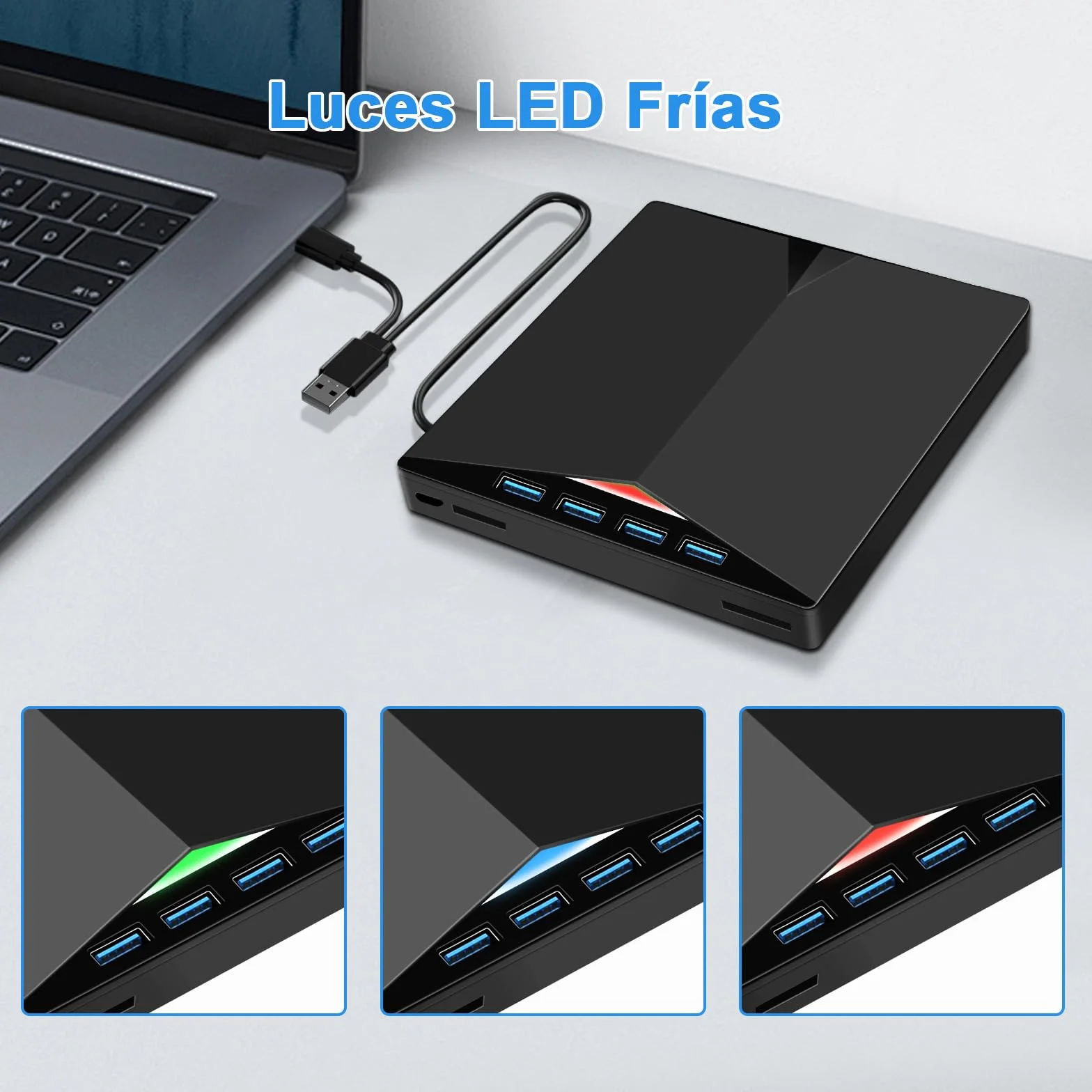 Lector CD Externo para PC, Superdelgado Grabadora DVD Externa Unidades USB 3.0 y USB-C Portátil -RW/ROM Estable para Laptop, Desktop, Windows XP/7/8/10/11/Vista/Linux/MacOS