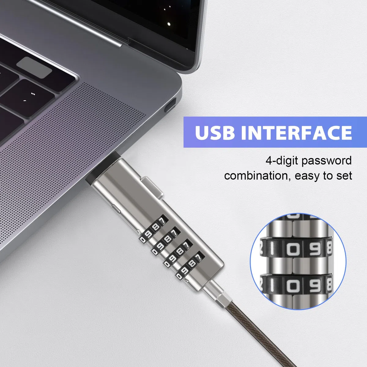 4 Bloqueo de cable de seguridad para ordenador portátil USB un bloqueo universal digital para ordenador portátil