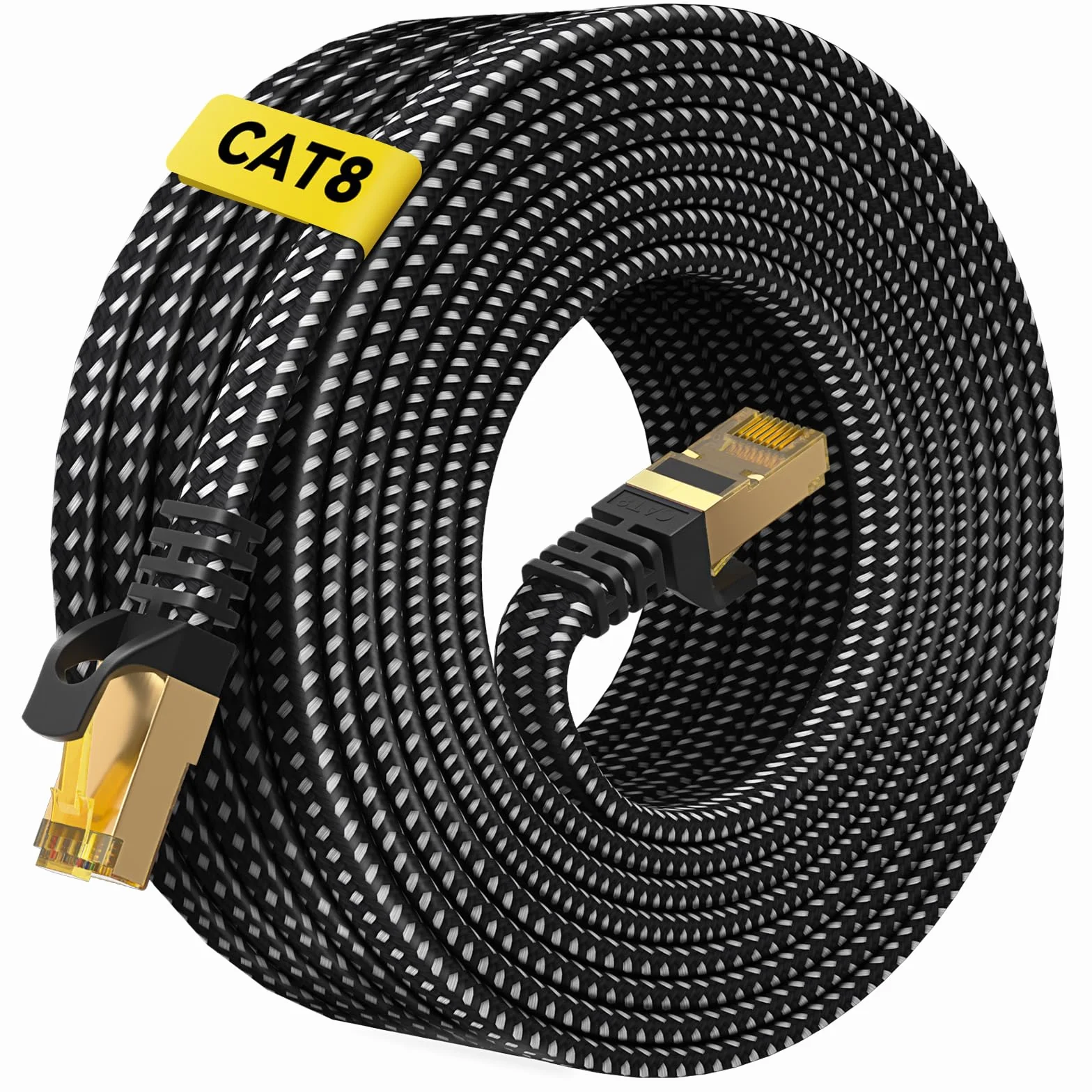 ARISKEEN Cat 8 Cable Ethernet 10 metros,Cable de Red Trenzado Plano de Alta Velocidad(40Gbps 2000Mhz/s) Gigabit Rj45 STP Internet Blindada Cable,para Módem,Enrutador,Computadora,PC