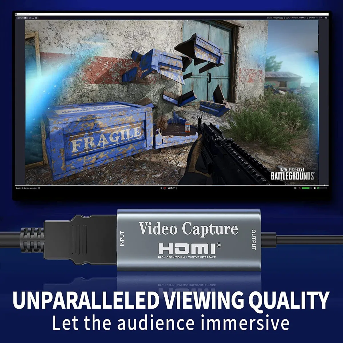 Tarjeta de Captura HDMI a USB C - 1080p Para Videojuegos, Edición de Vídeo, Transmisión y Enseñanza en Línea