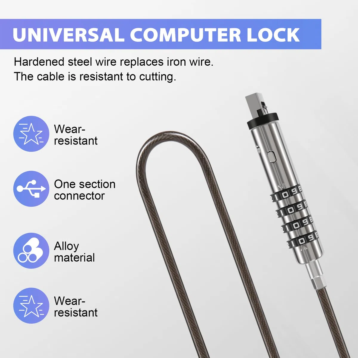 4 Bloqueo de cable de seguridad para ordenador portátil USB un bloqueo universal digital para ordenador portátil