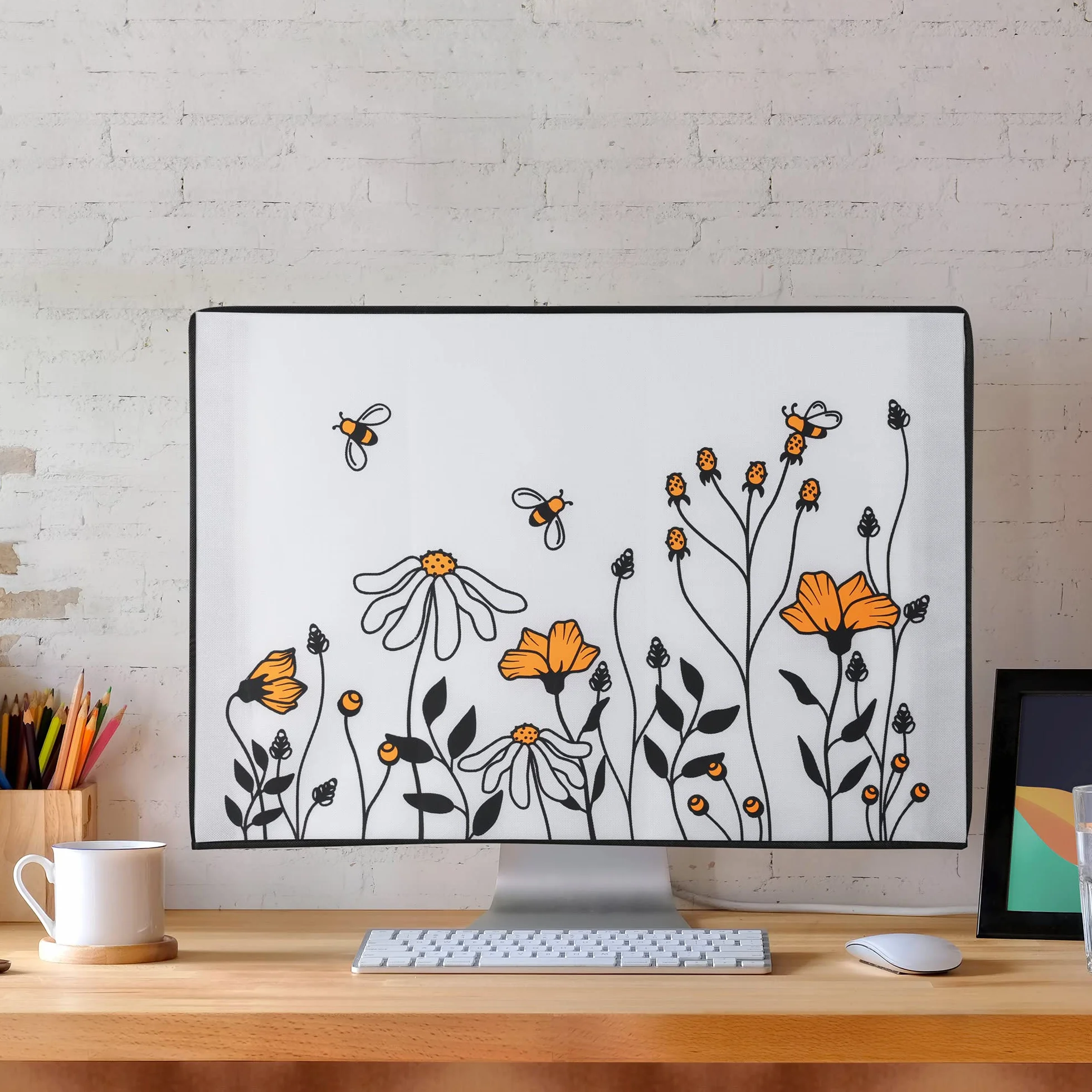 kwmobile Funda compatible con monitor Monitor de 24-26" - Cubierta protectora textil para pantalla - Fauna y flora
