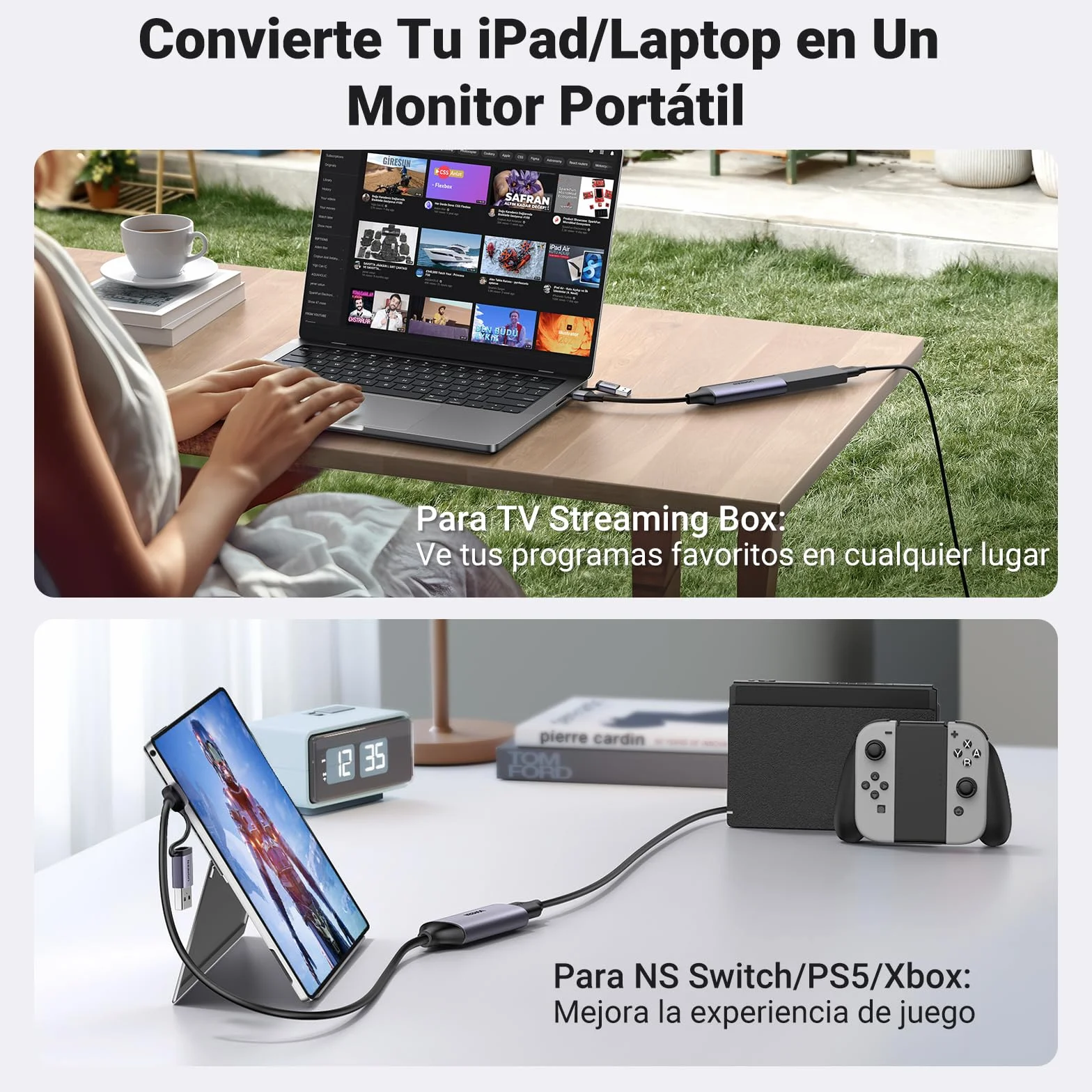 UGREEN Capturadora Vídeo HDMI 4K 1080P HD 60FPS Entrada USB C Tarjeta Capture para Streaming Juegos OBS Compatible con PC Switch PS5 Xbox MacBook iPad Cámara