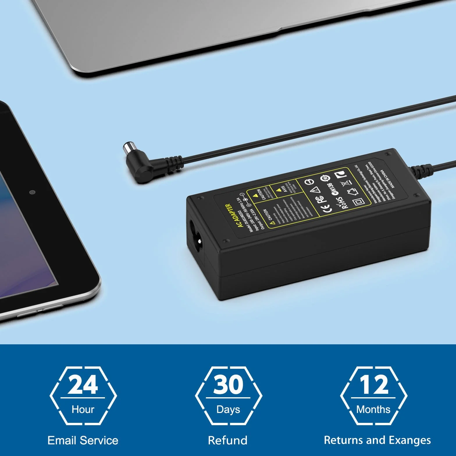 Cargador 19V Compatible con LG TV 19" 20" 22" 23" 24" 27" 29" 32" 34" Samsung Monitor 22" 32" LED LCD HDTV Televisión Pantalla Fuente de Alimentación Adaptador Charger