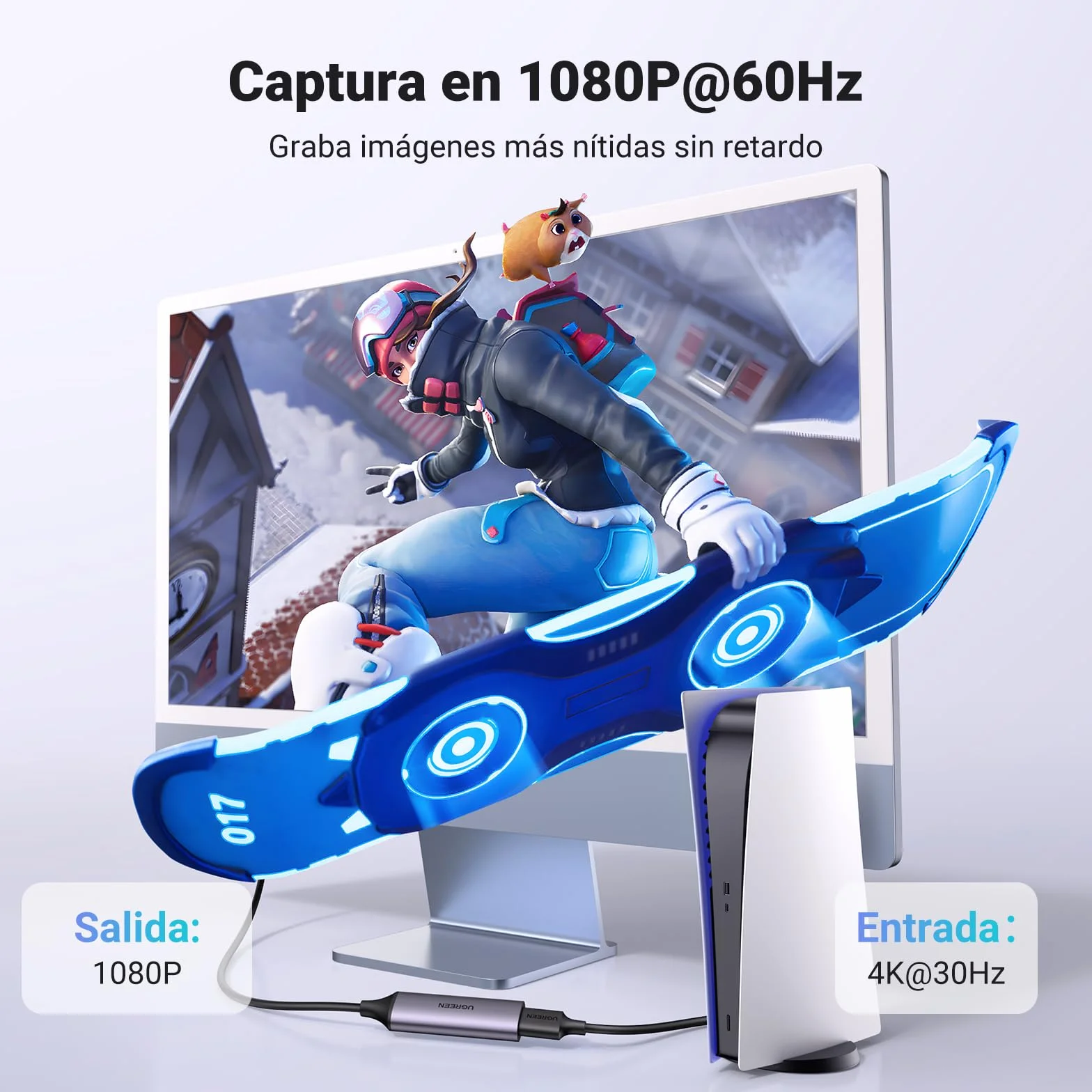 UGREEN Capturadora Vídeo HDMI 4K 1080P HD 60FPS Entrada USB C Tarjeta Capture para Streaming Juegos OBS Compatible con PC Switch PS5 Xbox MacBook iPad Cámara