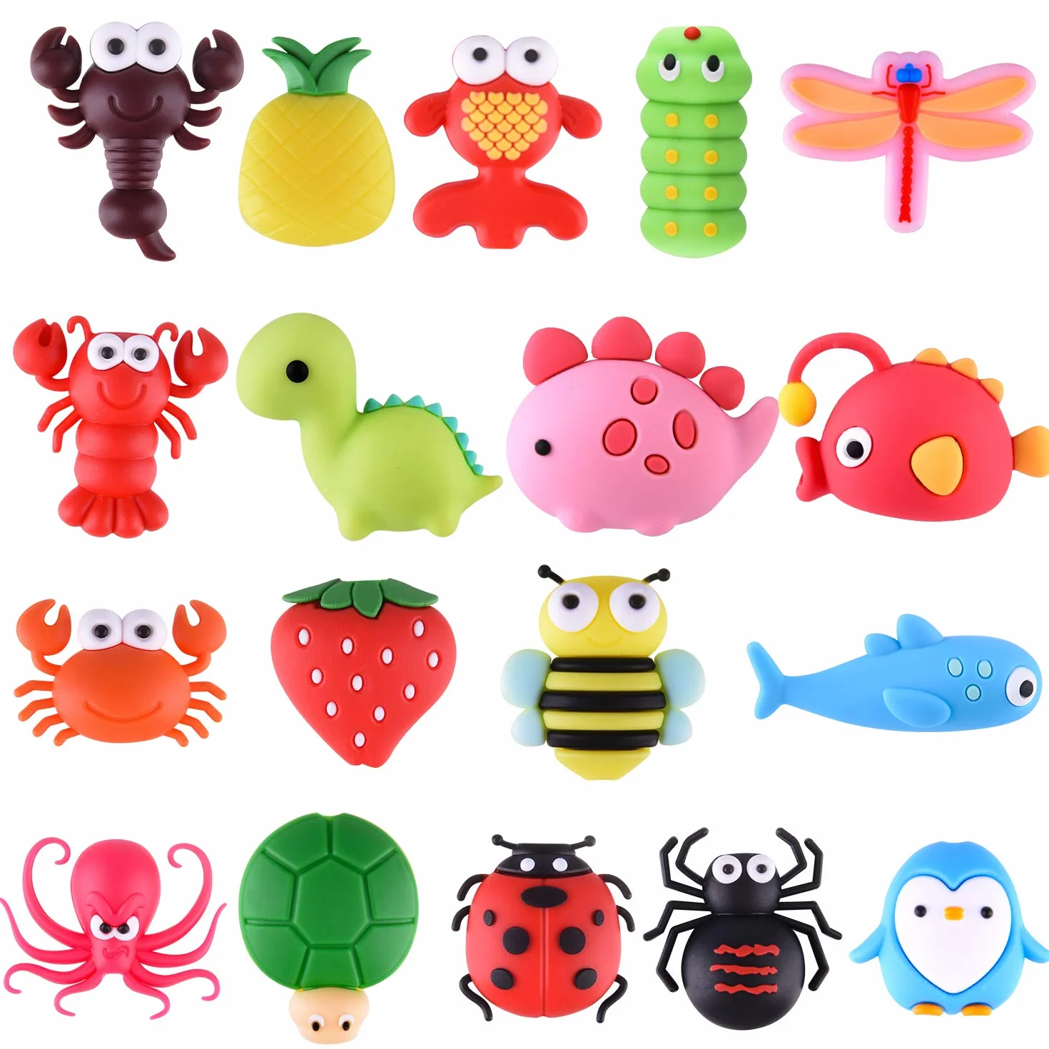 TUPARKA 18 Pcs Protector de Cable de Cargador,Cable USB Lightning, Fish Dinosaur Animals Protector de Cable para iPhone iPad,Todos los Móviles