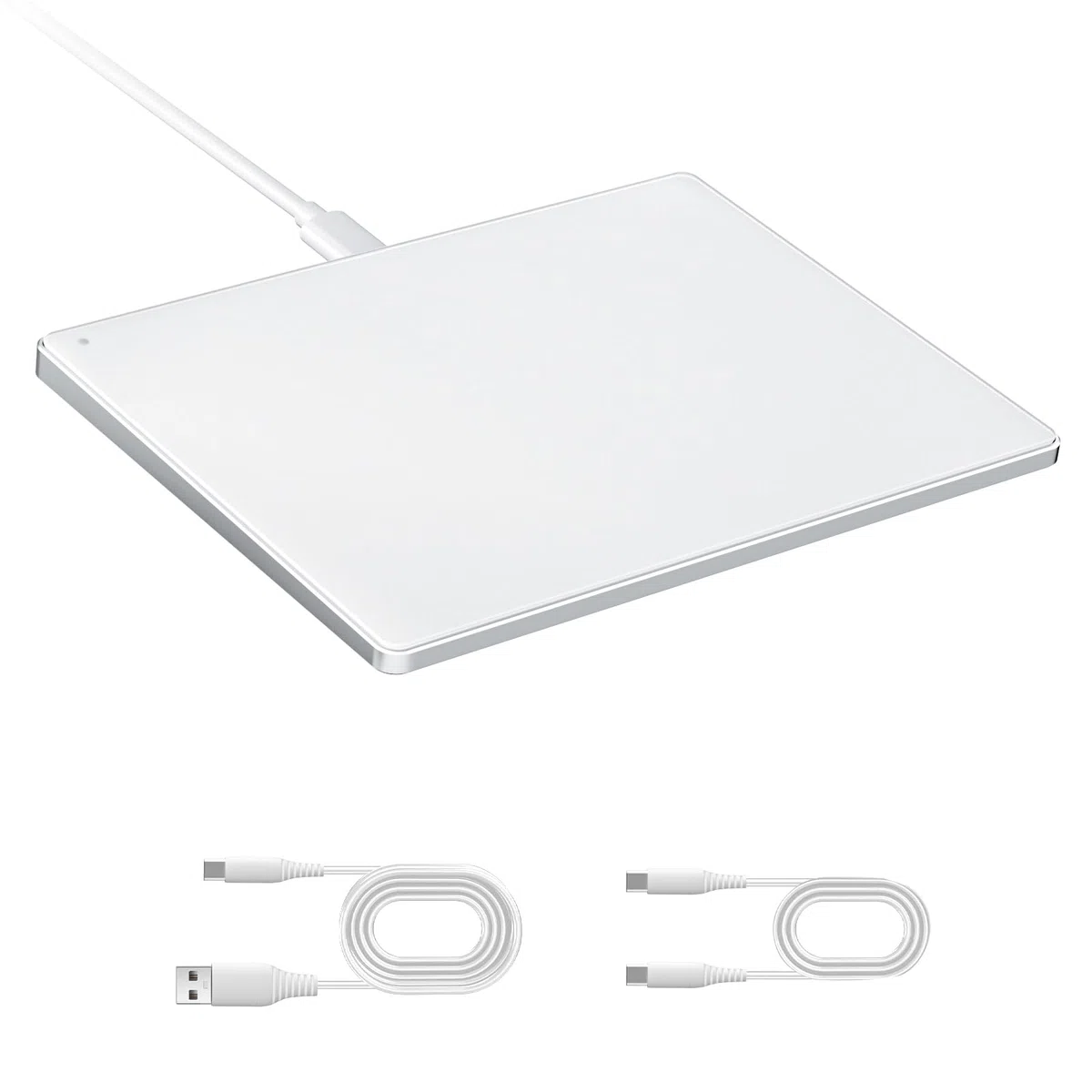 seenda Touchpad para Mac y Windows, Touchpad de Alta Precisión con Superficie de Vidrio y Base de Metal, Touchpad con Modo Doble con Cable para MacBook/PC/Portátil (Blanco)