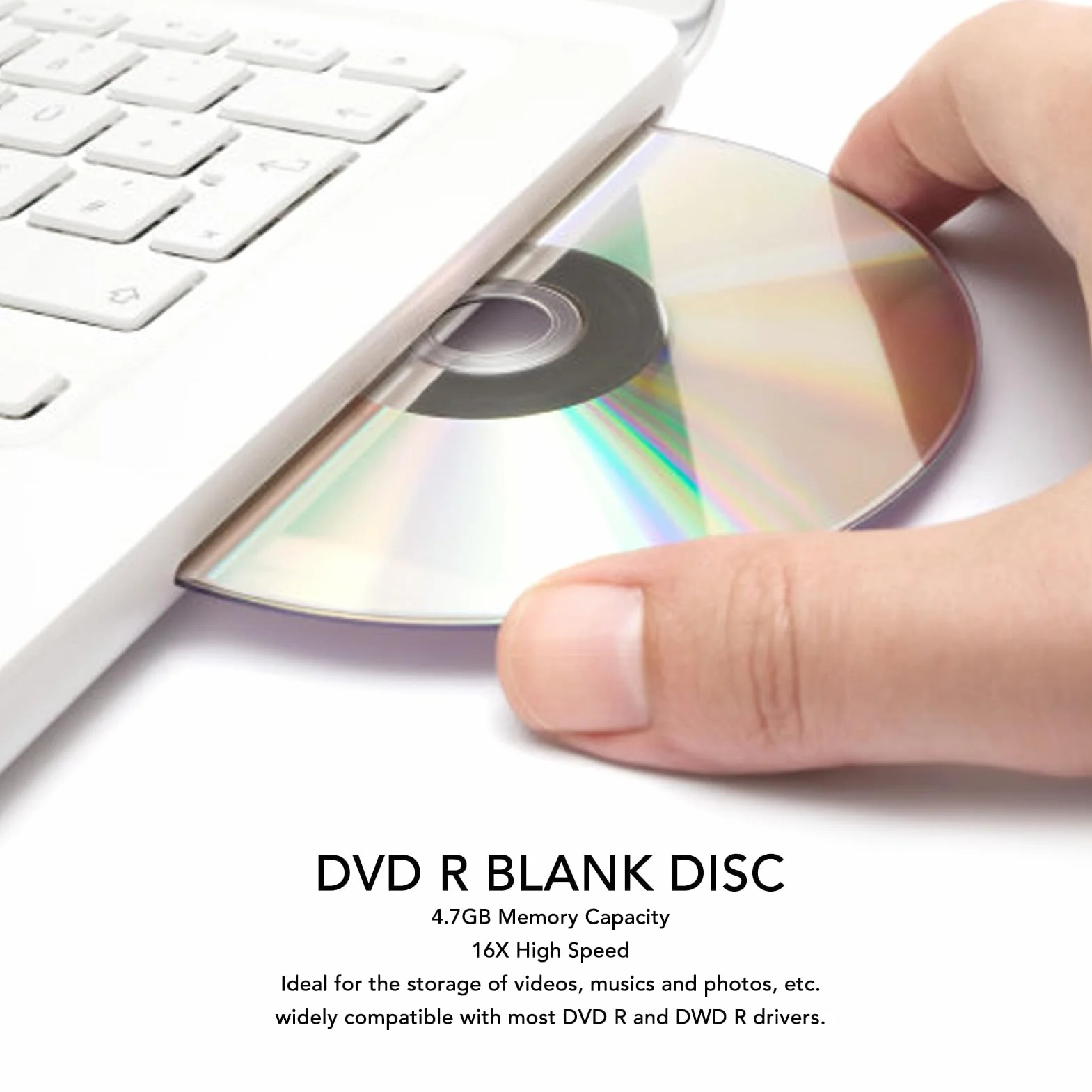 DVD R Disco en Blanco 4,7 GB 16X Discos Multimedia grabables de Alta Velocidad Material de PC de Primera Calidad Resistente y Duradero para Almacenamiento de Fotos y (10PCS)