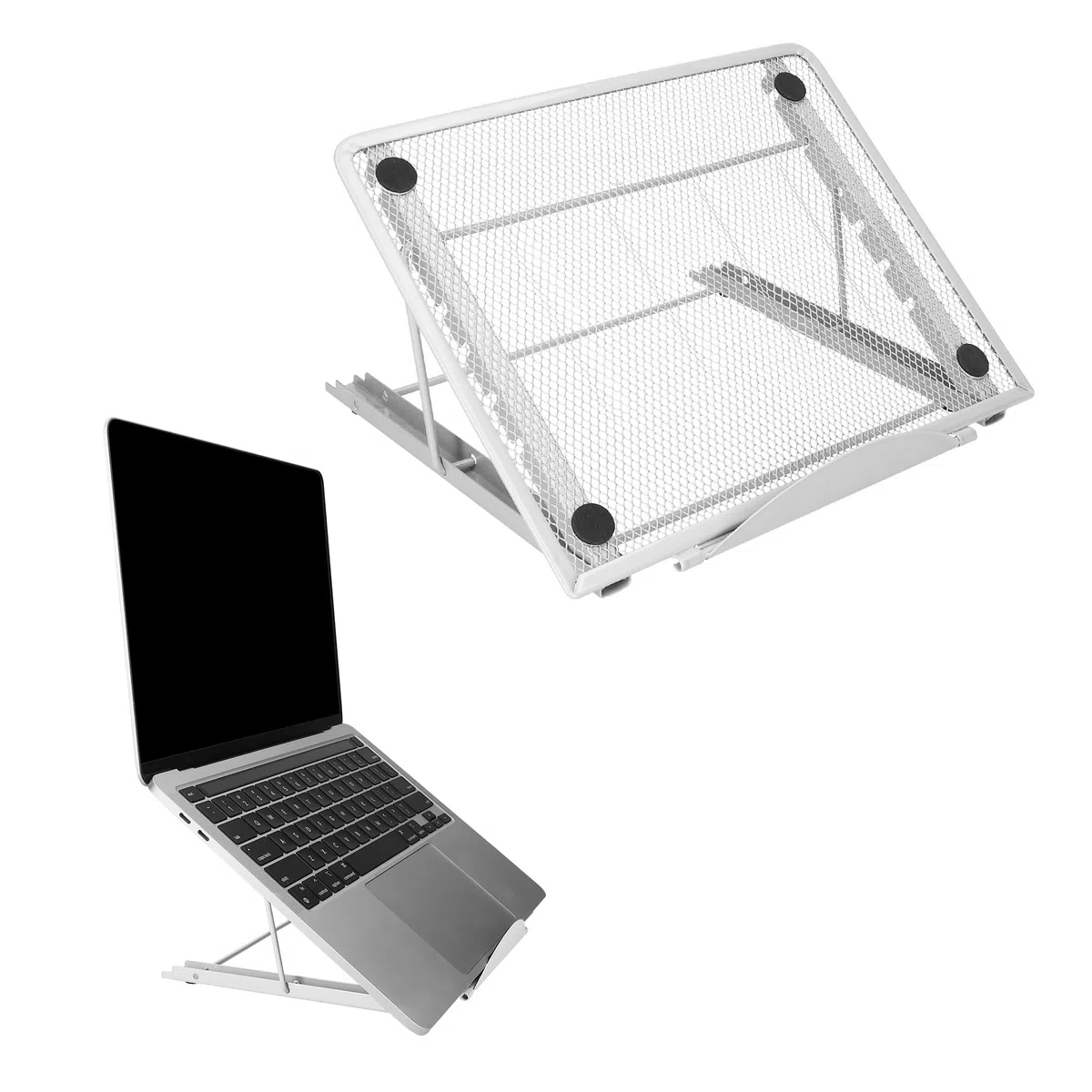kwmobile Soporte Portatil Mesa 11 a 15,6" - Soporte Ordenador Portátil para Escritorio con 6 Alturas y Ventilación - Laptop Stand para Trabajar Estudiar y Gaming - Base Portatil Plegable