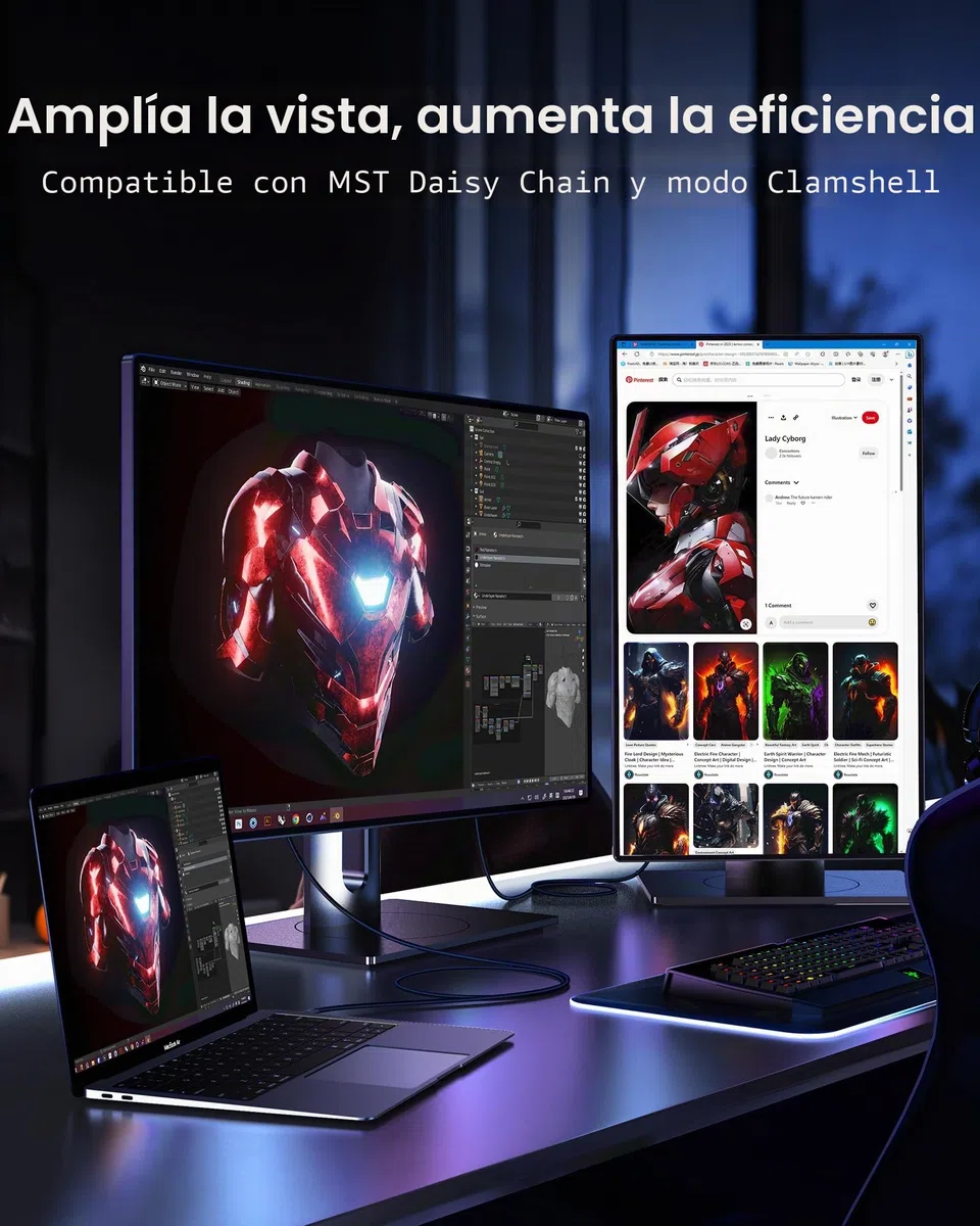 Silkland Cable Mini DisplayPort a DisplayPort 2.1, 16K@60Hz 4K@240Hz 8K@144Hz, HDR, DSC1.2a, G-Sync FreeSync, [Thunderbolt 2] Cable Mini DP a DP 2.1 para Laptop, MacBook, iMac, Monitor, NUC, 2m