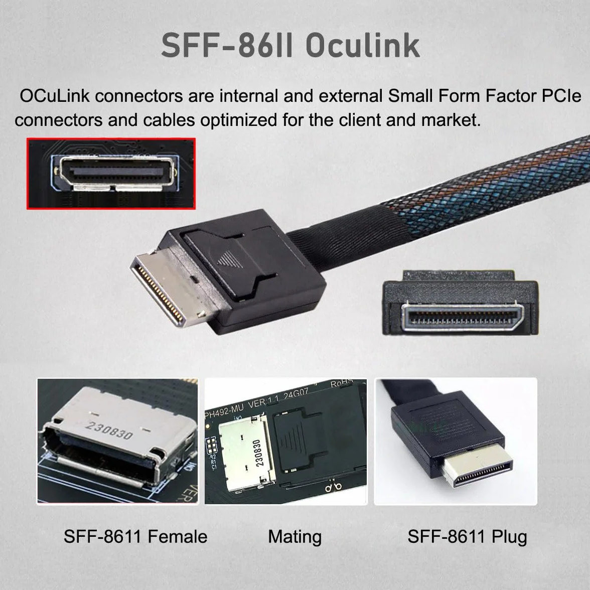 Cable host 2280 NGFF PCI-E4.0 M.2 M-key a Oculink SFF-8612 SFF-8611 de 15 cm para NVME U.2 SSD Egpu