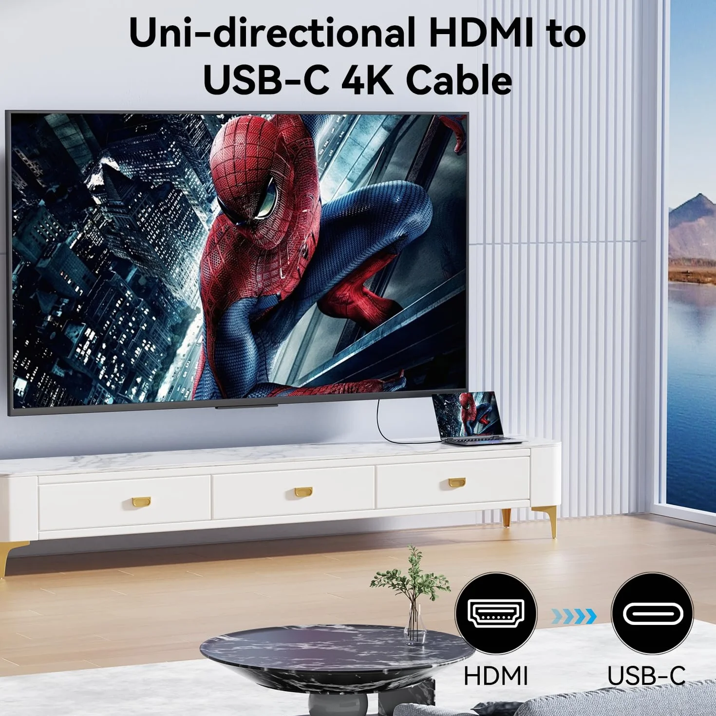 BENFEI Cable HDMI a USB C 1.8 Metro 4K@60Hz, Adaptador unidireccional HDMI (Fuente) a USB-C (Pantalla) para MacBook, Steam Deck, PS5/4, Nintendo Switch, AR/XR, monitores portátiles