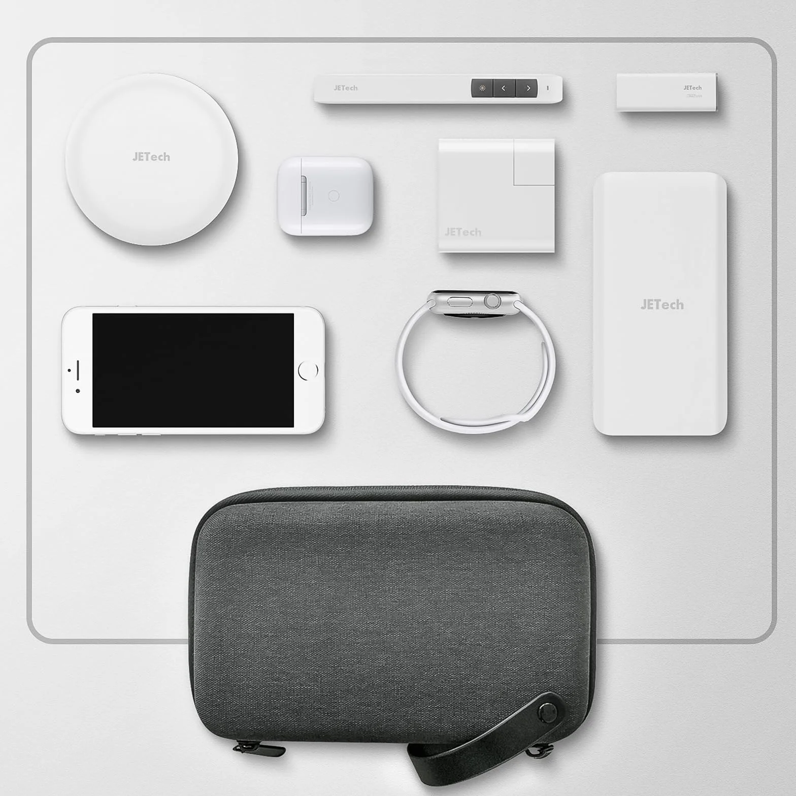 JETech Viajar Accesorios Organizadora Estuche, Faltriquera Bolsa de Gadget Portátil Electrónico para MacBook Adaptador de Corriente, Cable, Lápiz Óptico, Tarjeta SD, Banco de Energía