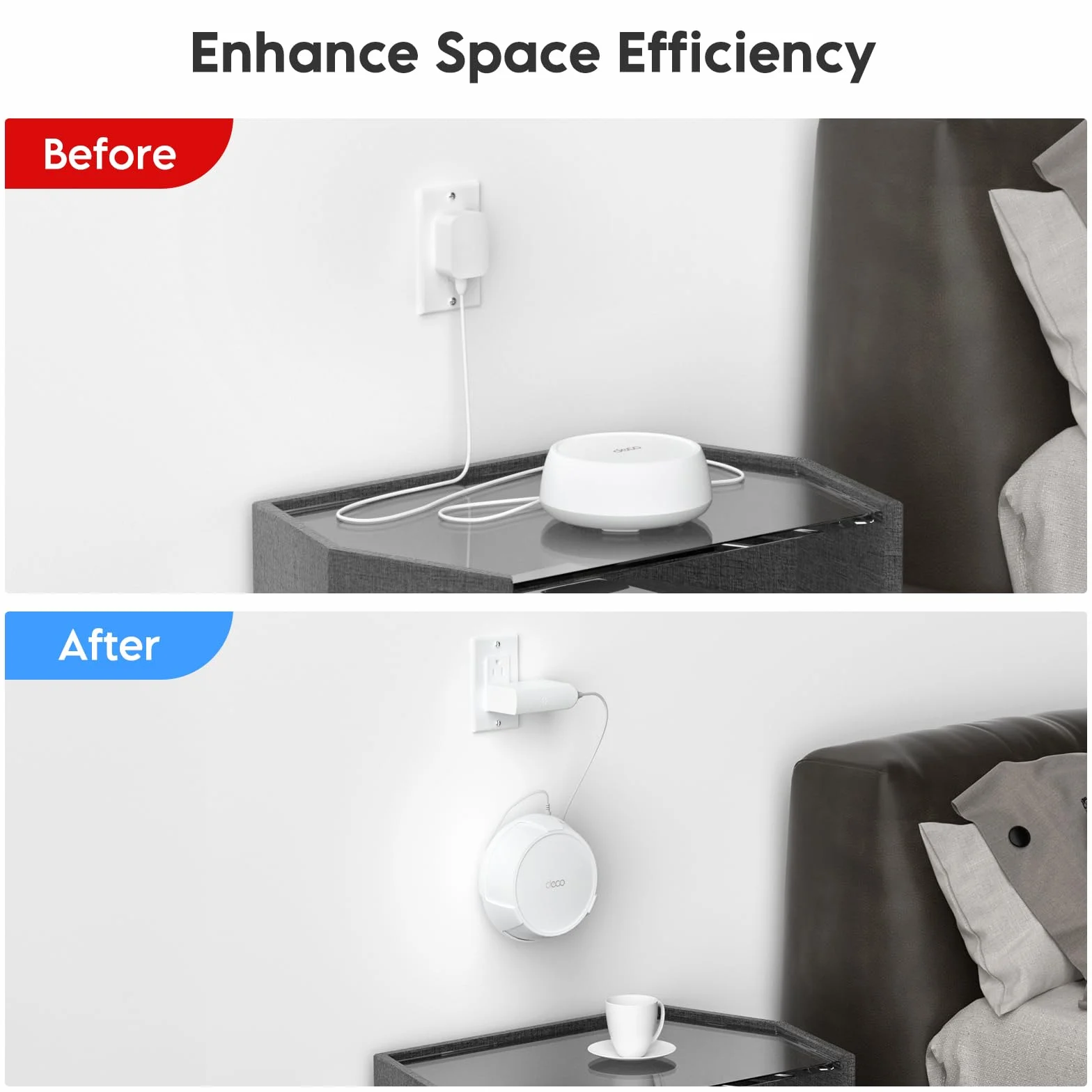 XLTTYWL Deco - Kit de montaje en pared WiFi 7, Deco BE23/BE25/BE3600/BE5000, soporte de montaje en enrutador optimiza el espacio y la gestión de cables para TP Decos 7 sistema Wi-Fi de malla WiFi 7 de