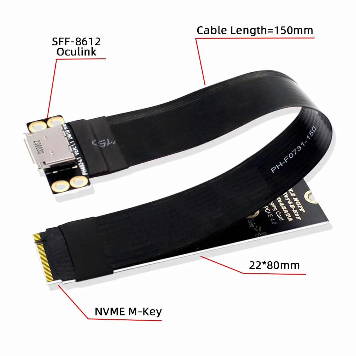 Cable host 2280 NGFF PCI-E4.0 M.2 M-key a Oculink SFF-8612 SFF-8611 de 15 cm para NVME U.2 SSD Egpu