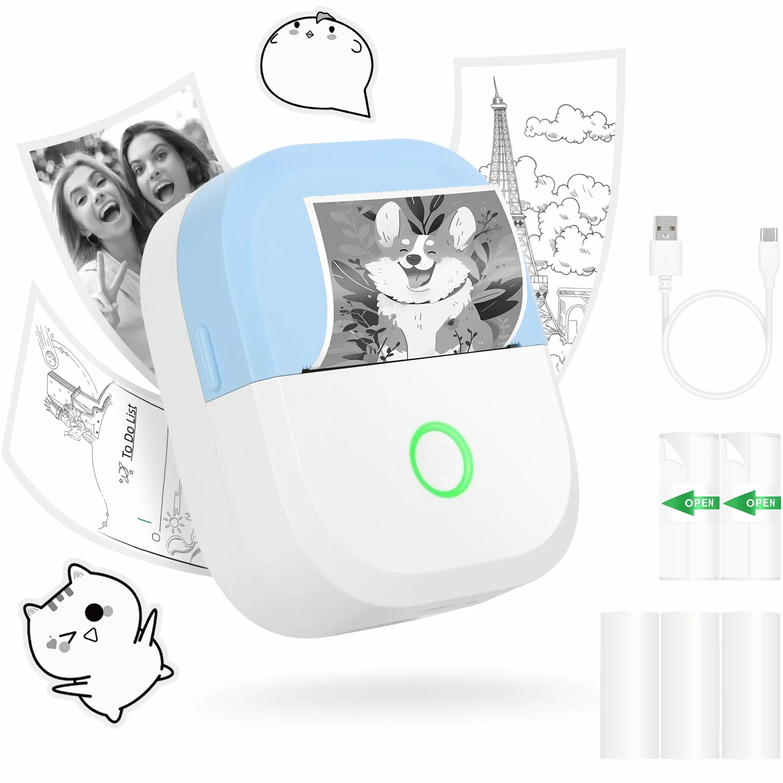 Mafiti Mini Printer - Impresora compacta de Fotos Bluetooth para Impresión Ultra Nítida, Batería Recargable de 1200mAh, Ideal para Notas de Estudio, Diagramas, Fotos, Diarios y Etiquetas de Productos