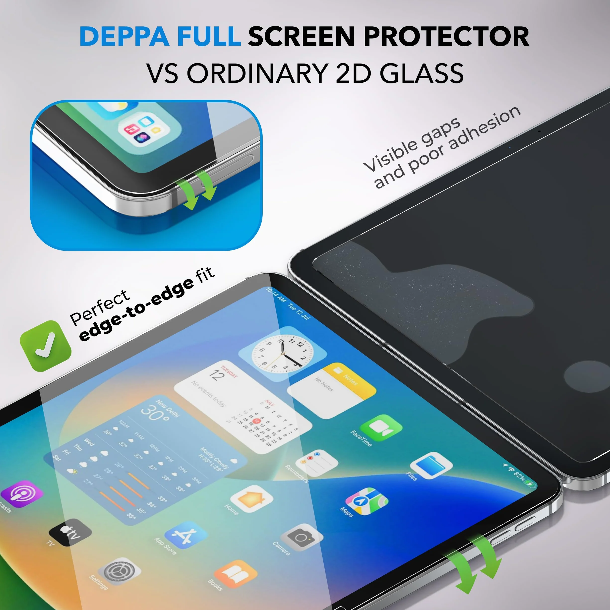 Deppa Protector de Pantalla para iPad Pro 11" M5/M4 (2025/2024, 6ª/5ª Generación) – Kit de Instalación Fácil, Anti-Reflejos, Compatible con Face ID y Apple Pencil, Resistente a Arañazos