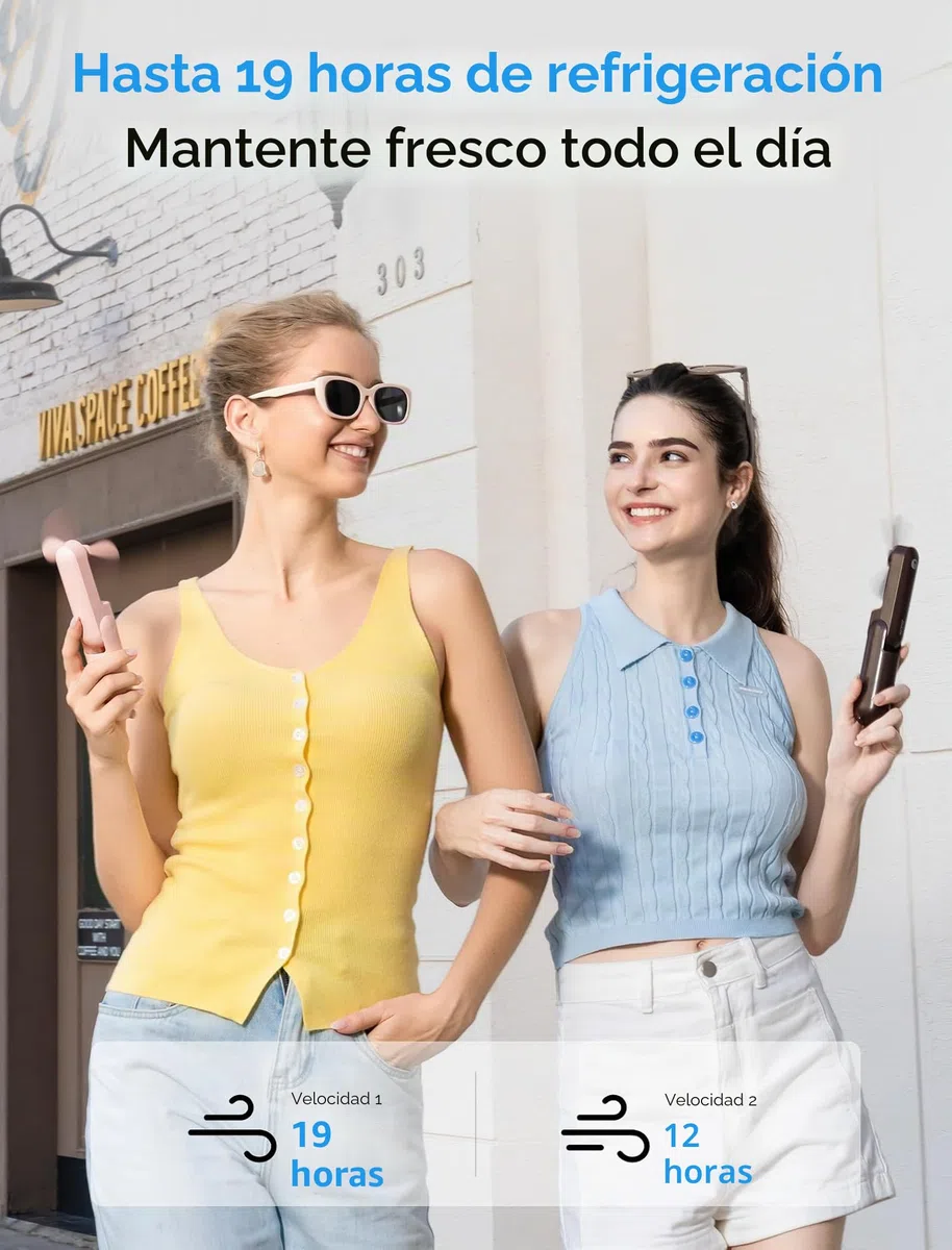 JISULIFE Mini Ventilador Portátil 3 en 1 - Recargable de Bolsillo [12-19 Horas de Trabajo] Con Batería Externa y Función de Linterna - Rosa