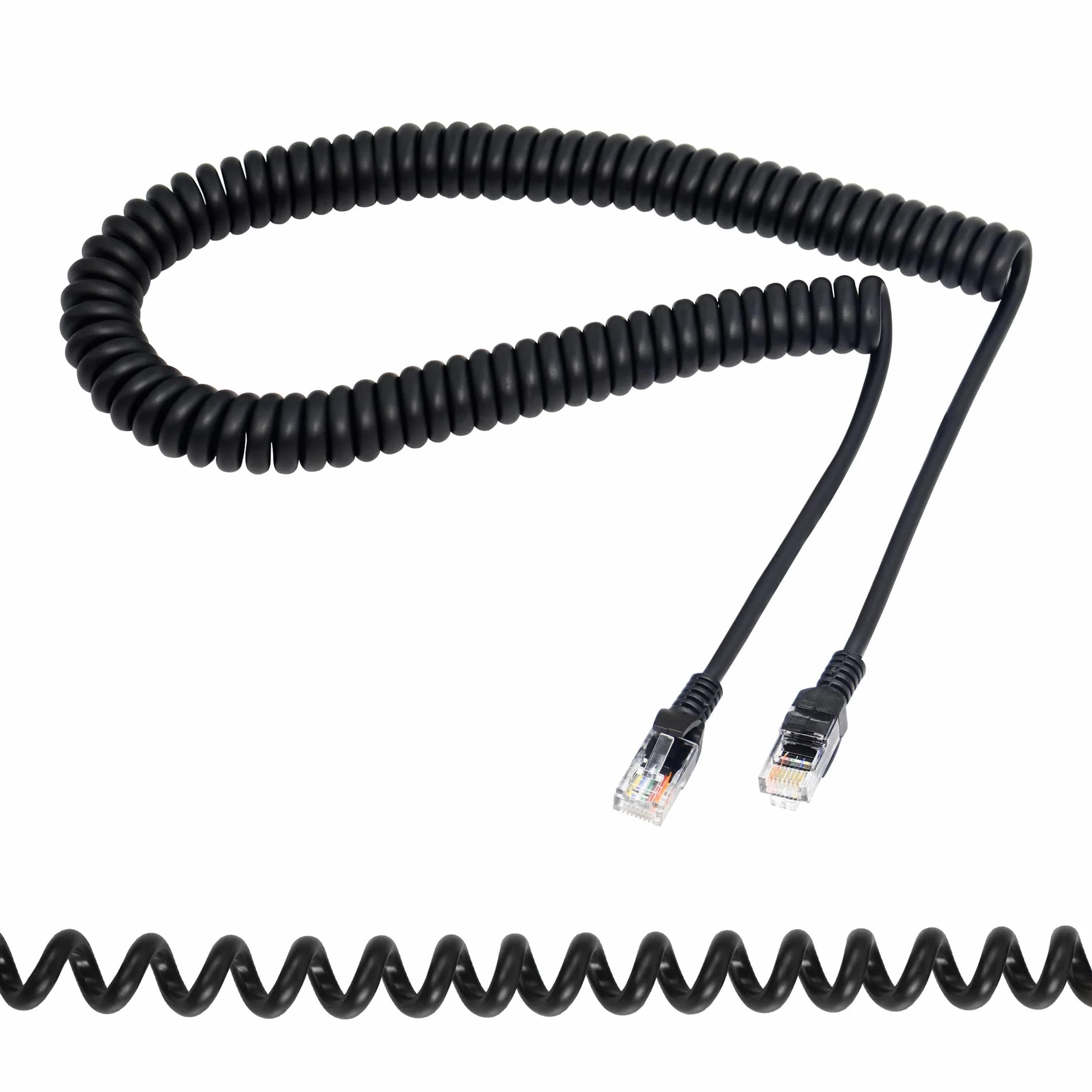 Cat5e Ethernet cable en espiral retráctil RJ45 red LAN cable en espiral para los ordenadores portátiles, de escritorio, routers, decodificadores -Extensible a 2,5M