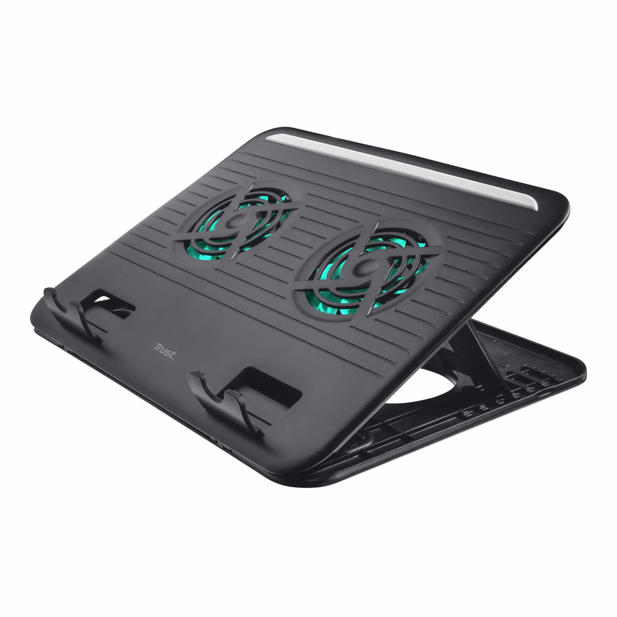 Trust Cyclone Base de Refrigeración para Portátil 16", 2 Ventiladores Laptop Stand, Soporte de Ordenador Portátil con Altura Ajustable, Base Portátil para Notebook Macbook Lenovo DELL HP