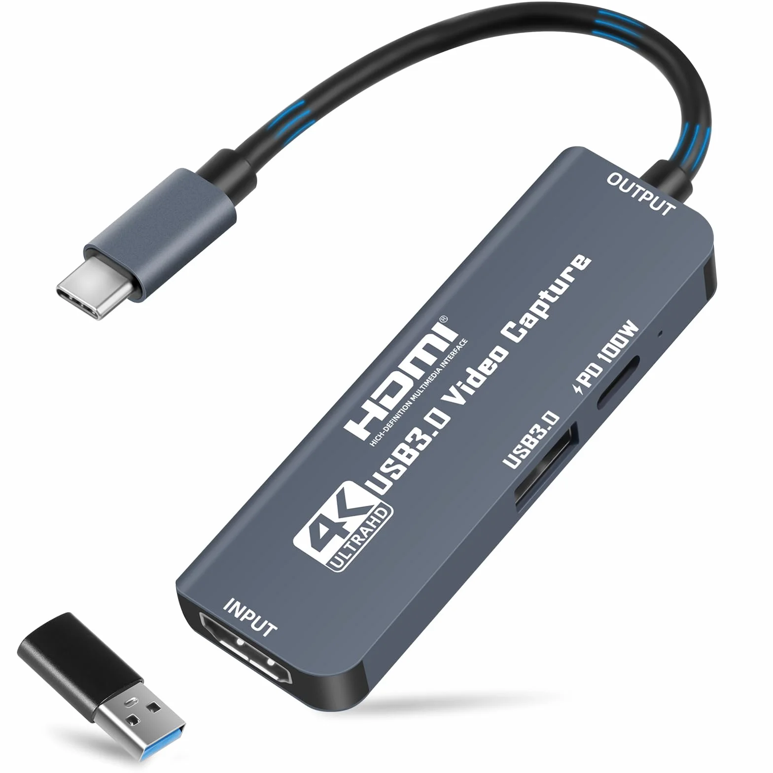 Flintronic Capturadora Video HDMI, 4K 1080P 60FPS, USB C 3.0 Tarjeta Captura Vídeo, 100W PD, Cargar Mientras se USA, para Streaming, Grabación de Juegos y Transmisión en Vivo – Compatible, Enseñanza