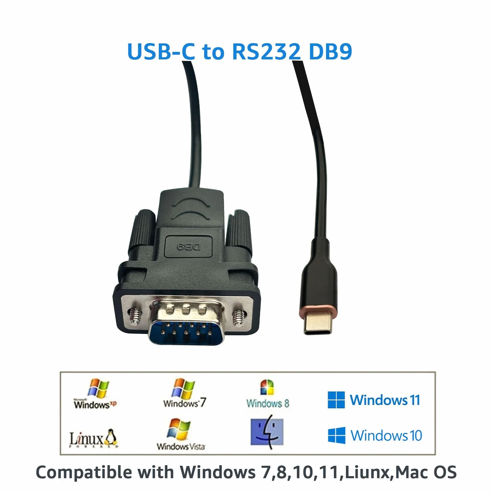 DSD TECH SH-RS232M Cable serie USB-C a RS232 DB9 con chip FTDI para Windows Linux Mac