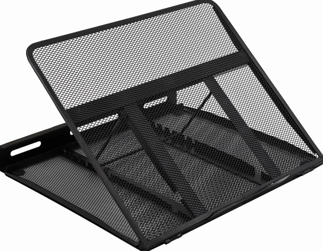 Amazon Basics Soporte Ergonómico Ventilado para Laptop, Ajustable en 7 Niveles, Malla de Acero para Enfriamiento, para Visualización y Tipeo Básico, Compatible con Laptops de 10 a 17,3 Pulgadas, Negro