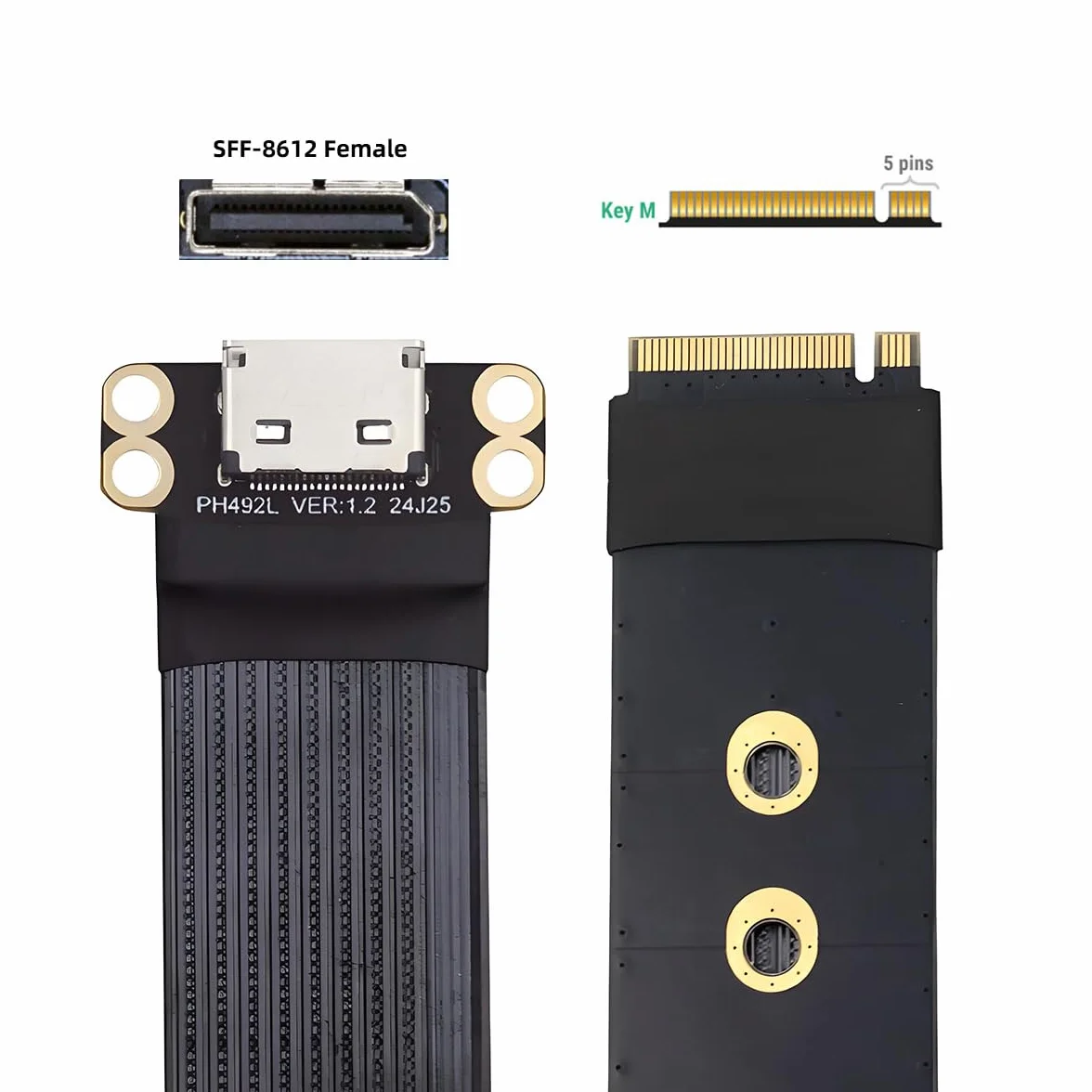 Cable host 2280 NGFF PCI-E4.0 M.2 M-key a Oculink SFF-8612 SFF-8611 de 15 cm para NVME U.2 SSD Egpu