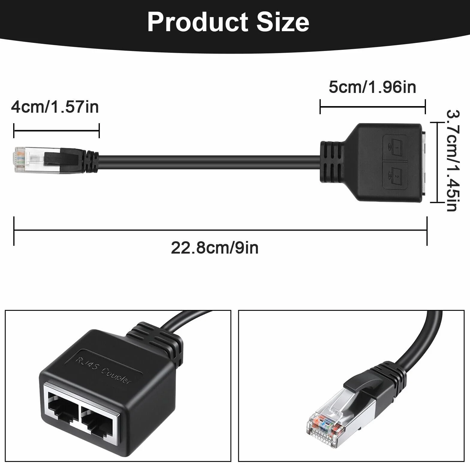 Adaptador divisor RJ45 1 a 2 Ethernet Distribuidor Cables Adaptador para Oficina en Casa