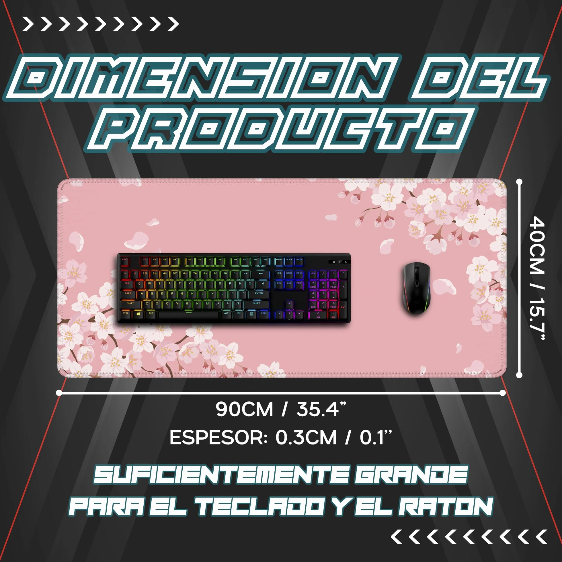 Alfombrilla Ratón XXL | Alfombra Escritorio | Alfombrilla Ratón XL | Alfombrillas Raton Rosa | Alfombrilla Escritorio XXL | Alfombrilla Ratón Gaming - Alfombrilla 900x400 MM (Sakura)