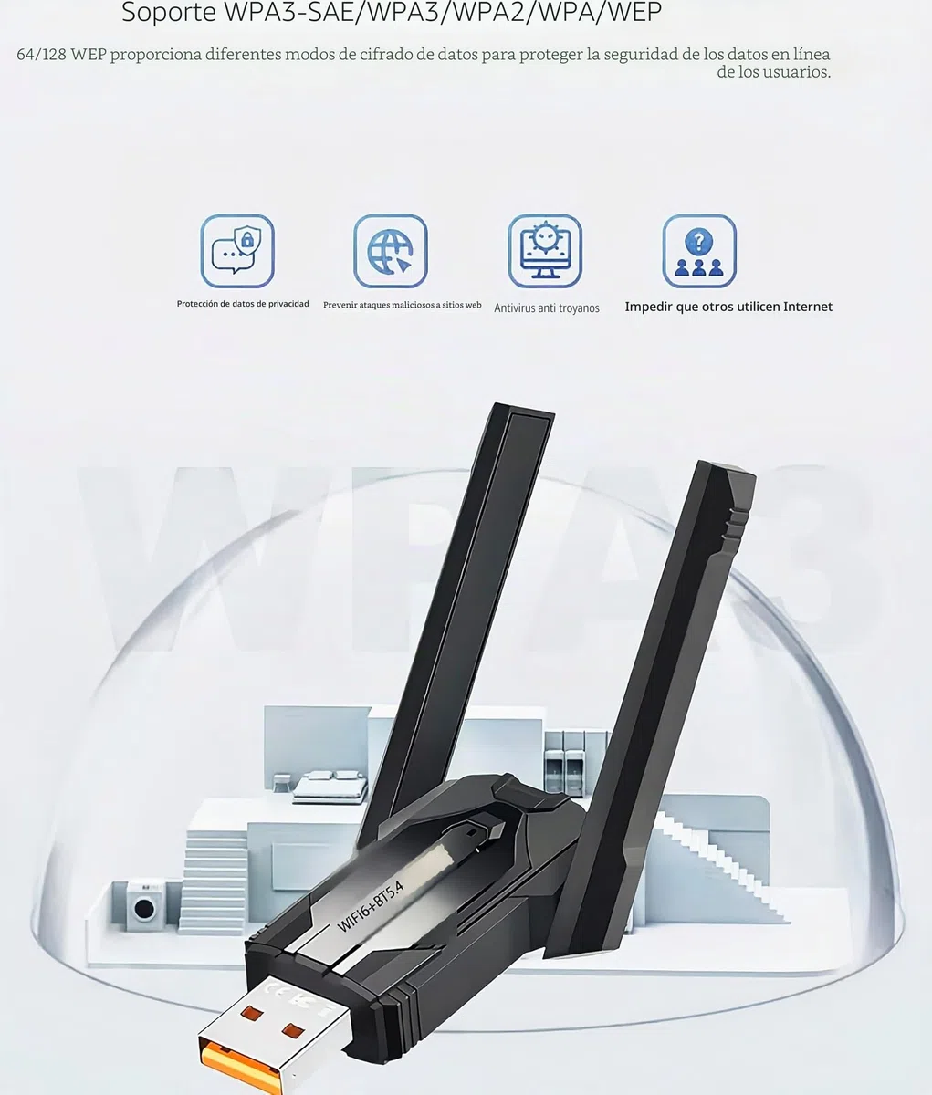 Adaptador WiFi 6 Bluetooth 5.4 USB 2 en 1, doble banda 2,4/5 GHz ax900 Mbps para PC/portátil/escritorio, adaptador WiFi Bluetooth mini USB sin controlador, compatible con Windows 7/10/11