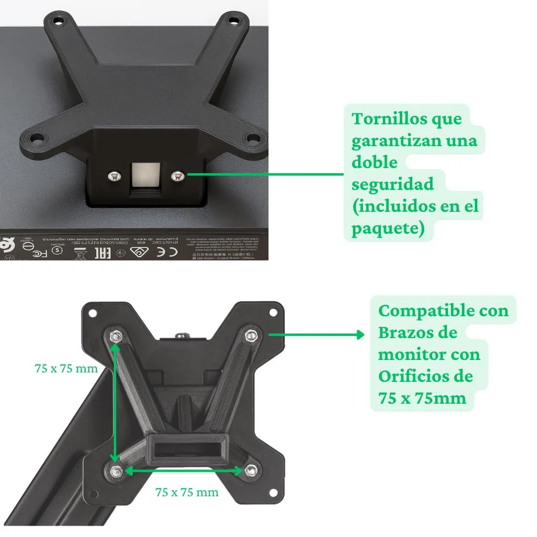 Adaptador VESA Compatible con Monitor HP (22F, 22ES, 22EA, 24F, 24FW, 24ES, 24EA, 27F, 27FW, 27ES, 27EA) Adaptador para Brazo o Soporte de Monitor – Incluye Tornillos