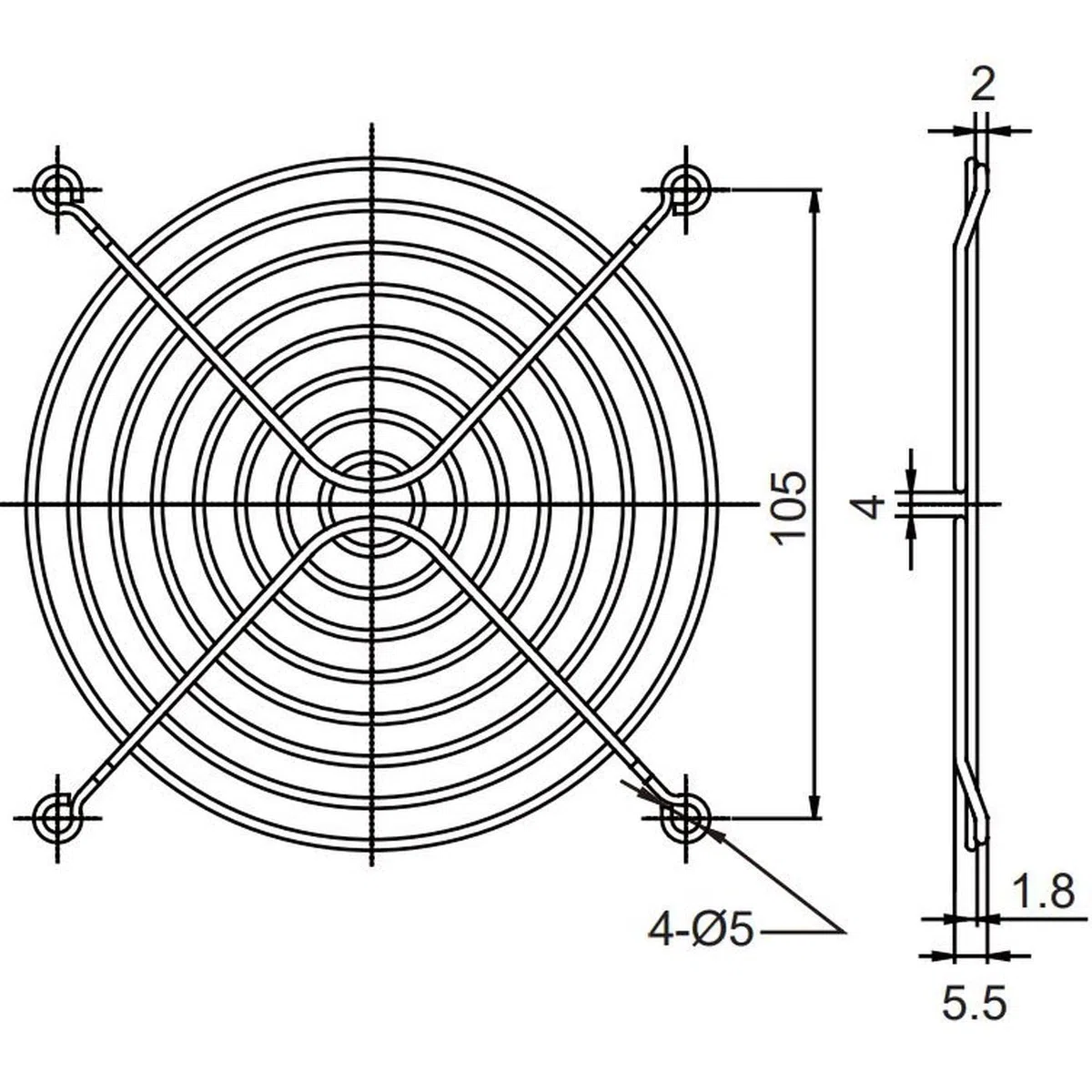 5x Rejilla del ventilador 120x120mm para Ventilador axial 120x120x25mm 120x120x38mm