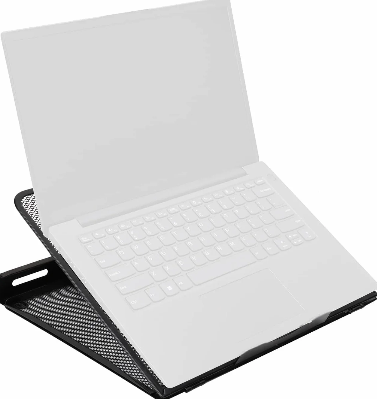 Amazon Basics Soporte Ergonómico Ventilado para Laptop, Ajustable en 7 Niveles, Malla de Acero para Enfriamiento, para Visualización y Tipeo Básico, Compatible con Laptops de 10 a 17,3 Pulgadas, Negro