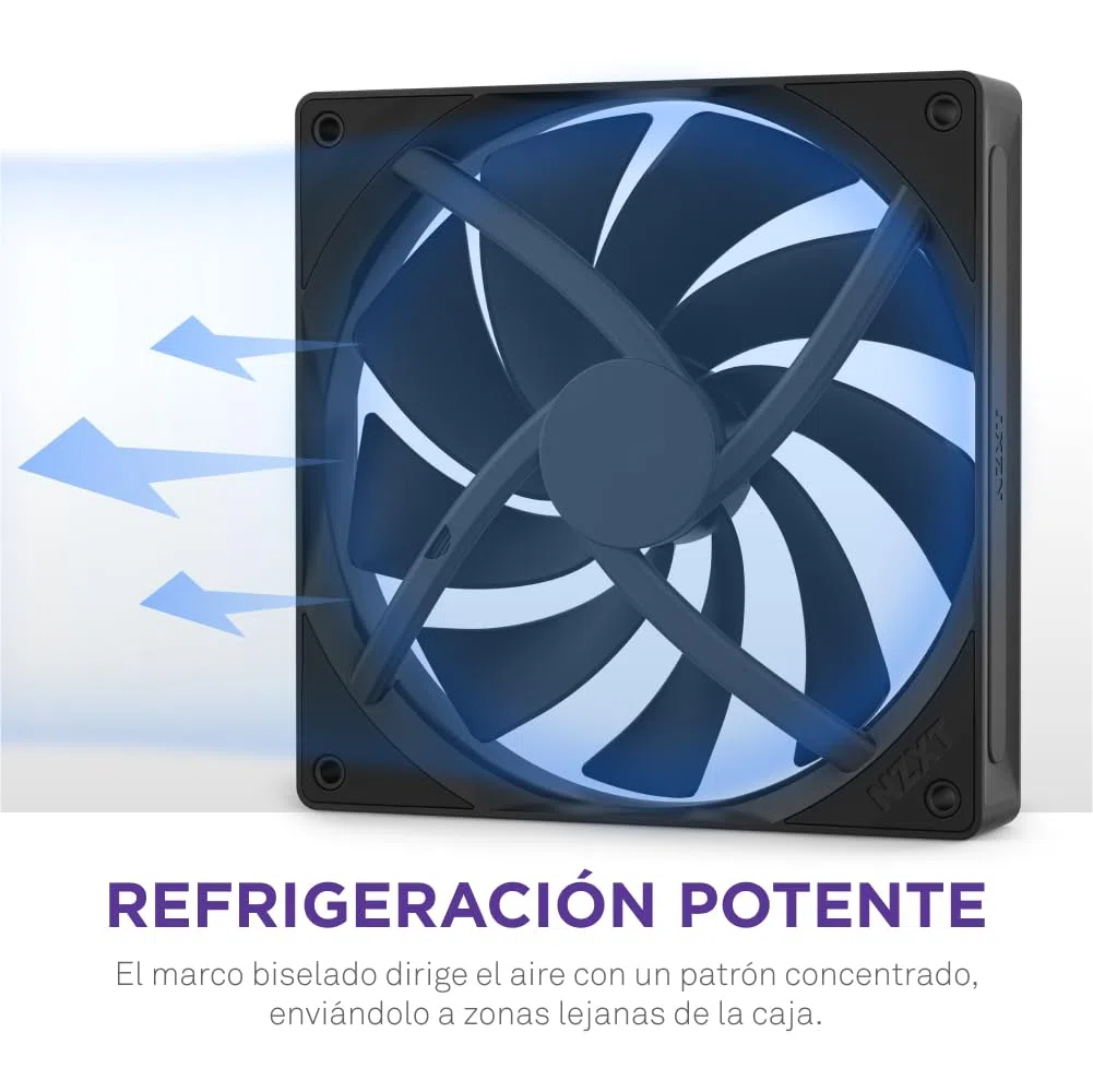 NZXT F140Q | Ventilador Silencioso de 140 mm para Caja de PC | Entrada o Salida de Aire | Marco Biselado | Rodamientos Dinámicos Fluidos | Control PWM | Negro