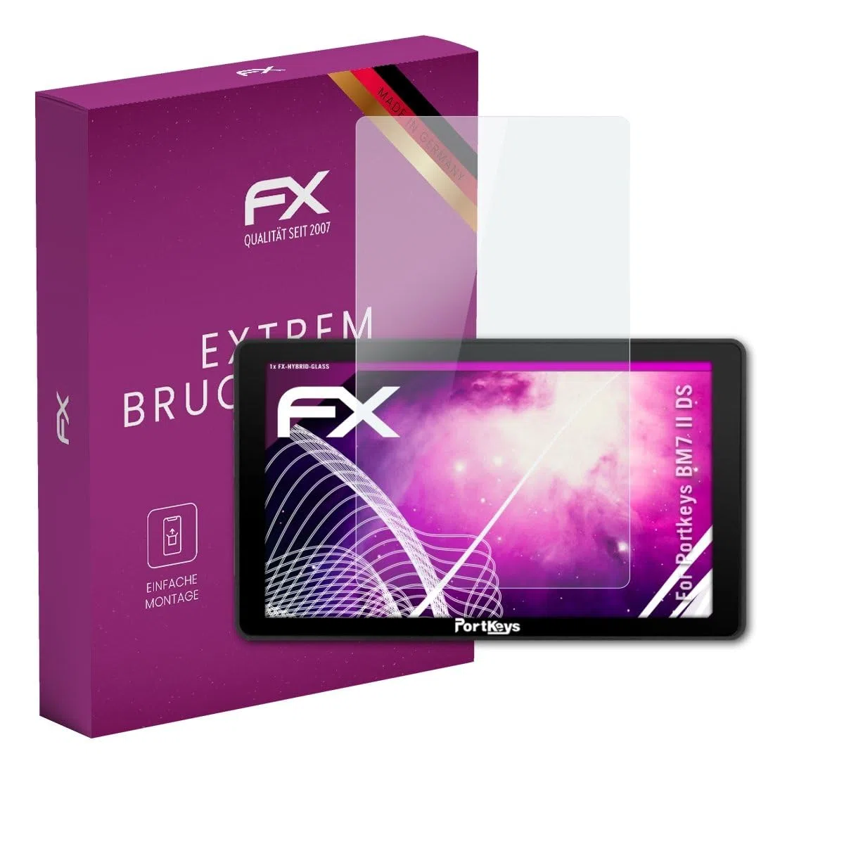 atFoliX Lámina Protectora de plástico Cristal compatible con Portkeys BM7 II DS Película Vidrio, 9H Hybrid-Glass FX Protector Pantalla Vidrio templado de plástico