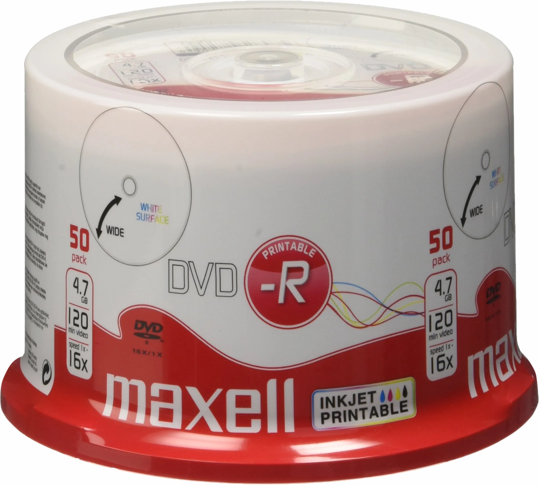 Maxell M180 - DVD-R vírgenes, 16x, 4.7 GB, 50 piezas