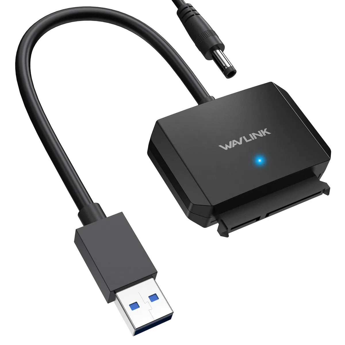 WAVLINK USB3.0 a SATA III Cable Adaptador de Disco Duro,Conector de Disco Duro Externo para 2,5''/3,5''HDD/SSD, SATA a USB A 5Gbps Convertidor,Adaptador de Corriente Incluido