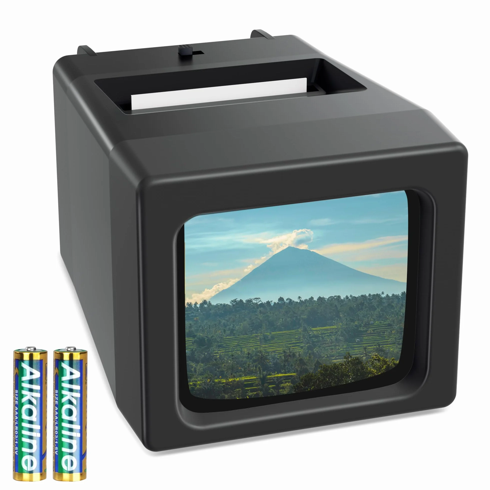 Proyector de Diapositivas de 35 mm y Visor con 2 aumentos y iluminación LED para Diapositivas Antiguas y Negativos de 35 mm (Incluye 2 Pilas AA)