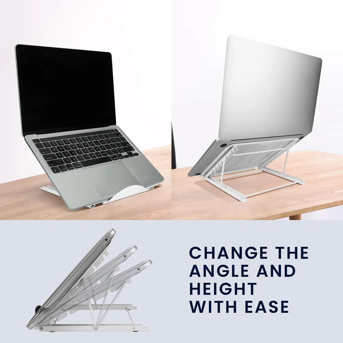 kwmobile Soporte Portatil Mesa 11 a 15,6" - Soporte Ordenador Portátil para Escritorio con 6 Alturas y Ventilación - Laptop Stand para Trabajar Estudiar y Gaming - Base Portatil Plegable